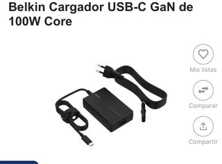 Cargador Belkin USB-C GaN 100W para Portátil