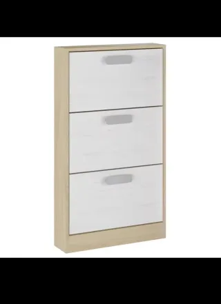 Zapatero 3 cajones Blanco y Beige