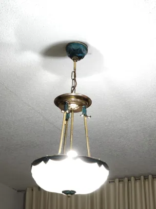 Lámpara colgante antigua dorada y verde