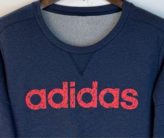 Sudadera Adidas Azul con Logo Rosa