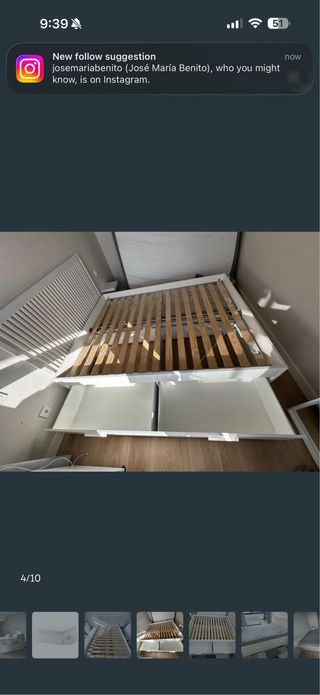 Cama Brimnes Ikea Blanca con Cajones