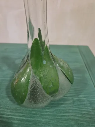 Botella Decorativa Cristal Hojas Verdes