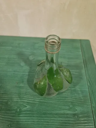 Botella Decorativa Cristal Hojas Verdes