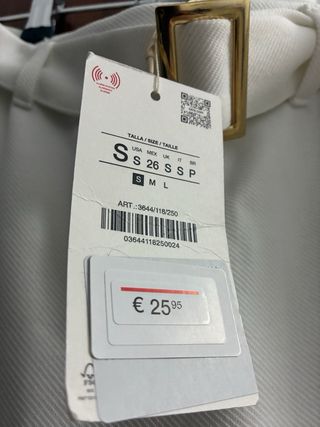 Falda Midi Blanca Talla S con Cinturón