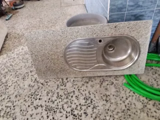 Fregadero granito con cubeta y escurridor