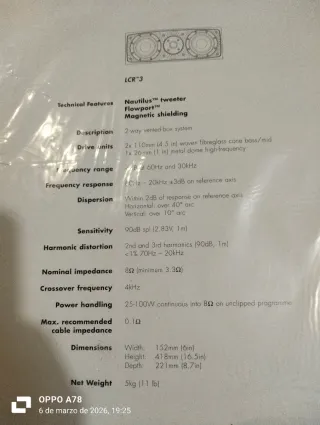 Altavoz B&W DM303 LCR3 100W Gris/Plata