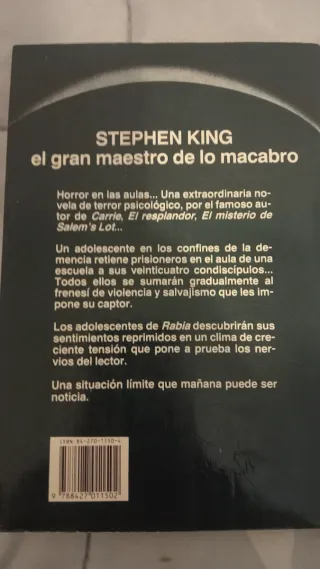 Rabia. Stephen King. LEEE DESCRIPCIÓN