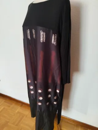 Vestido negro estampado artístico Talla Única