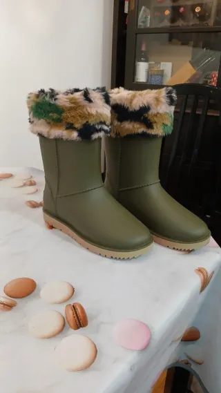 Botas de agua Gioseppo caqui con calcetín de pelo