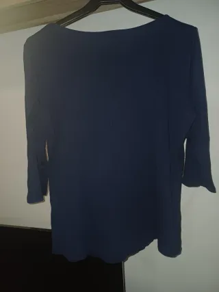 Camiseta Zara manga 3/4 azul