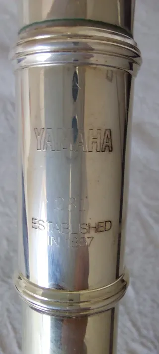 Flauta travesera plateada con accesorios