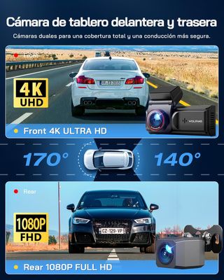 Dashcam WOLFANG 4K delantera y trasera con WiFi