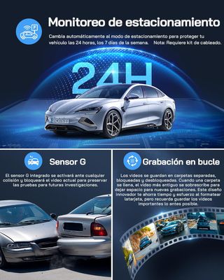 Dashcam WOLFANG 4K delantera y trasera con WiFi