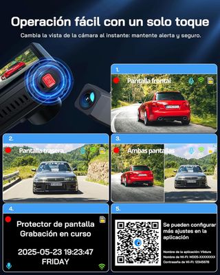 Dashcam WOLFANG 4K delantera y trasera con WiFi