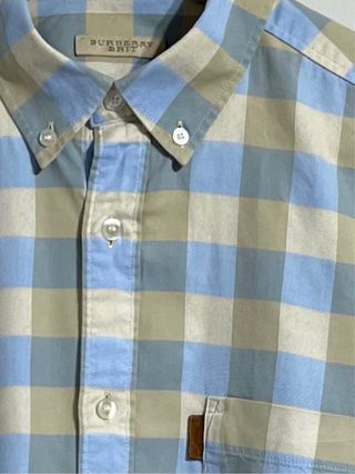 Camisa Burberry Cuadros Beige y Azul M
