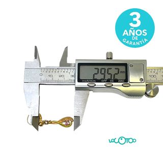 Pendientes Colgante Oro 18K Piedra Rosa