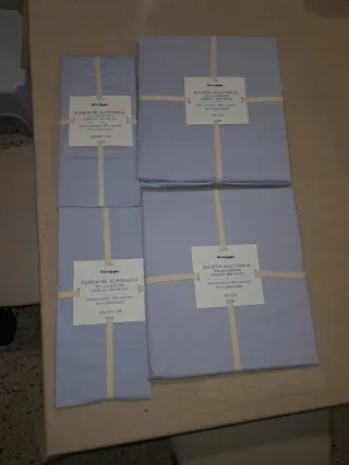 Conjunto 2 Sábanas Polialgodón Percal Azul