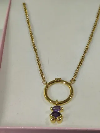 Collar Tous Oso Morado Aro Dorado