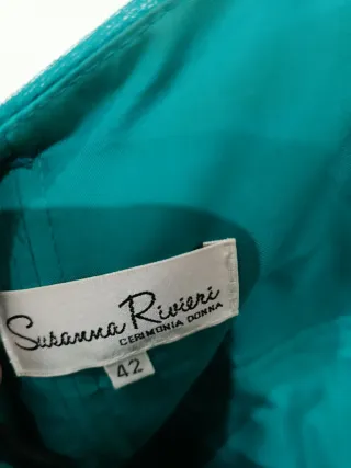 Vestido fiesta madrina dorado y verde