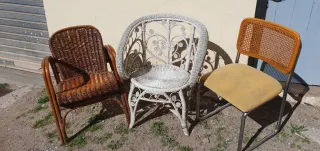 Conjunto 3 Sillas Mimbre y Estilo Cesca