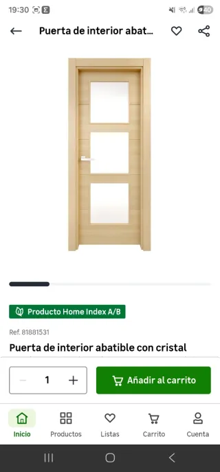 Dos puertas interior madera maciza con cristal