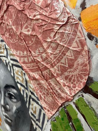 Cuadro mujer con turbante y flores