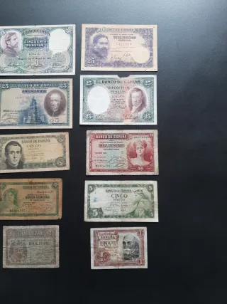 Lotto di banconote spagnole circolate
