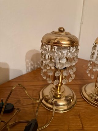 Coppia Lampade Vintage Cristallo e Metallo