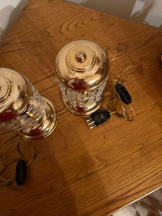 Coppia Lampade Vintage Cristallo e Metallo