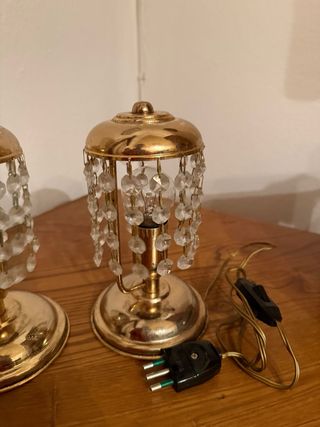Coppia Lampade Vintage Cristallo e Metallo