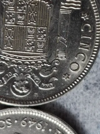 6 Monedas 5 Pesetas Franco 1949-Estrellas*19*50