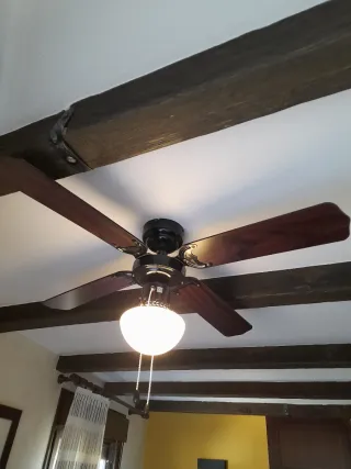 Ventilador de Techo Rústico Madera y Metal