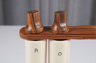 Oliera Acetiera Teak e Ceramica Stile Alvar Aalto