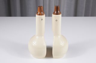 Oliera Acetiera Teak e Ceramica Stile Alvar Aalto