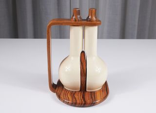 Oliera Acetiera Teak e Ceramica Stile Alvar Aalto