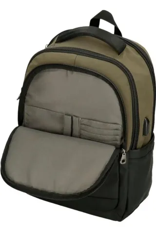 Mochila Pepe Jeans Negra y Verde Oliva