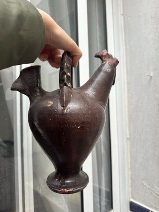 Búcaro antiguo gallo cerámica