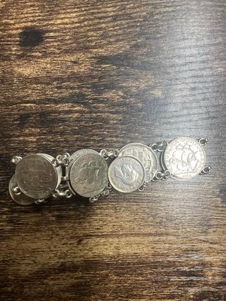 Pulsera Plata Ley 925 con Monedas Antiguas