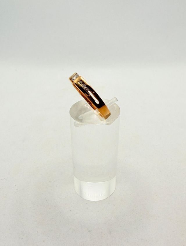Solitario de oro de 18k circonitas, 3.87 g, T-15.