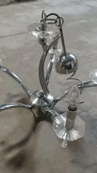 Lámpara de techo cromada con cristales