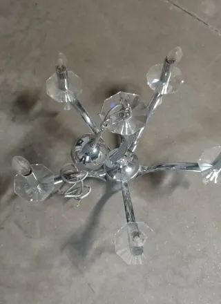 Lámpara de techo cromada con cristales