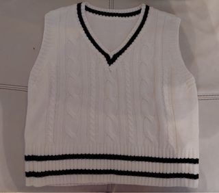Chaleco de punto blanco con rayas