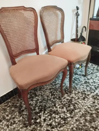 Juego 6 Sillas Isabelinas Madera Rattan