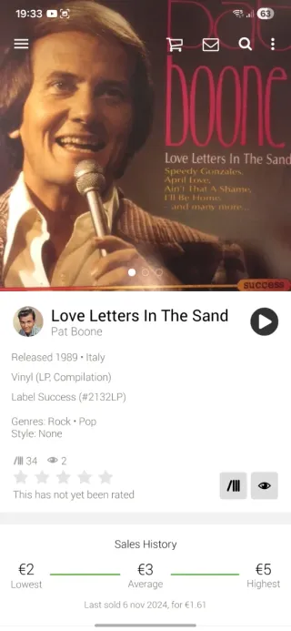 Vinilo Pat Boone - Love Letters In The Sand