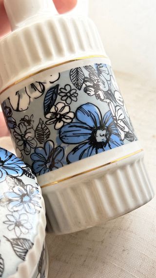 Juego tocador cerámica floral