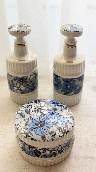 Juego tocador cerámica floral