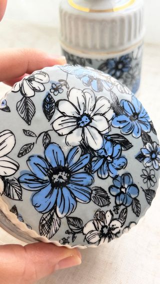 Juego tocador cerámica floral