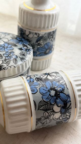 Juego tocador cerámica floral