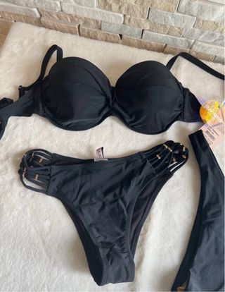 Bikini 3 pezzi nero donna tg 48
