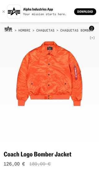 Chaqueta Alpha Industries Naranja Talla XL